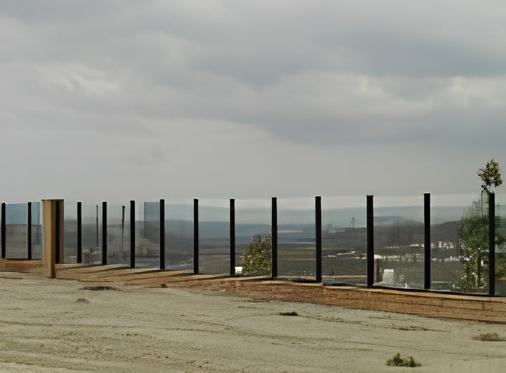 Glass fencing installation close-up